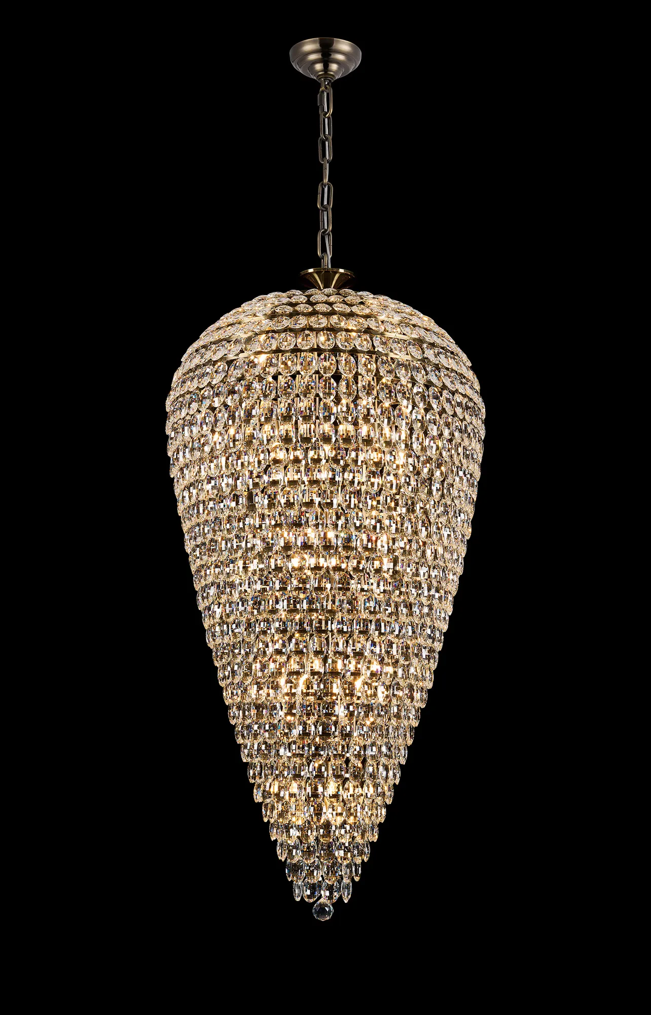 Coniston Antique Brass Crystal Ceiling Lights Diyas Statement Crystal Fittings